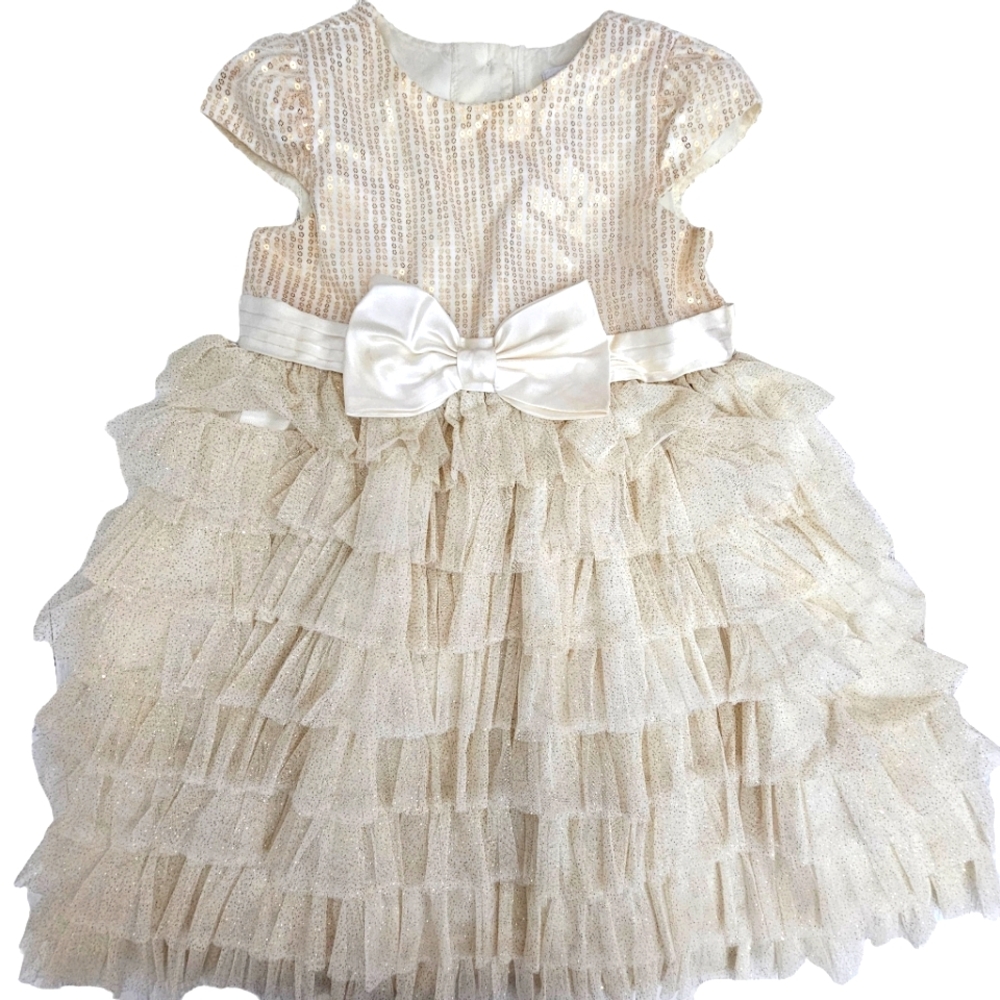 Sweet Heart Rose Gold Sequin Tiere Layers of Glitter Tulle Party Dress